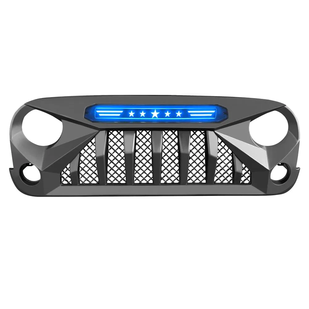 AMJPAA00116 – AMERICAN MOD Grille, With Light Cutouts Matte Black ABS Plastic With Blue 5 Star LED Daytime Running Li...